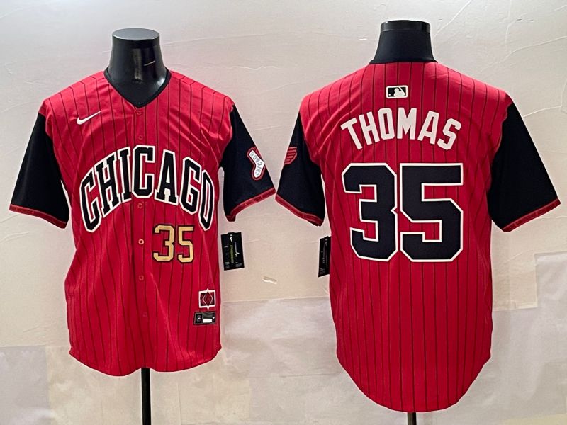 Men Chicago White Sox #35 Thomas Red Stripe Joint Name 2025 Nike MLB Jersey style 4->chicago white sox->MLB Jersey